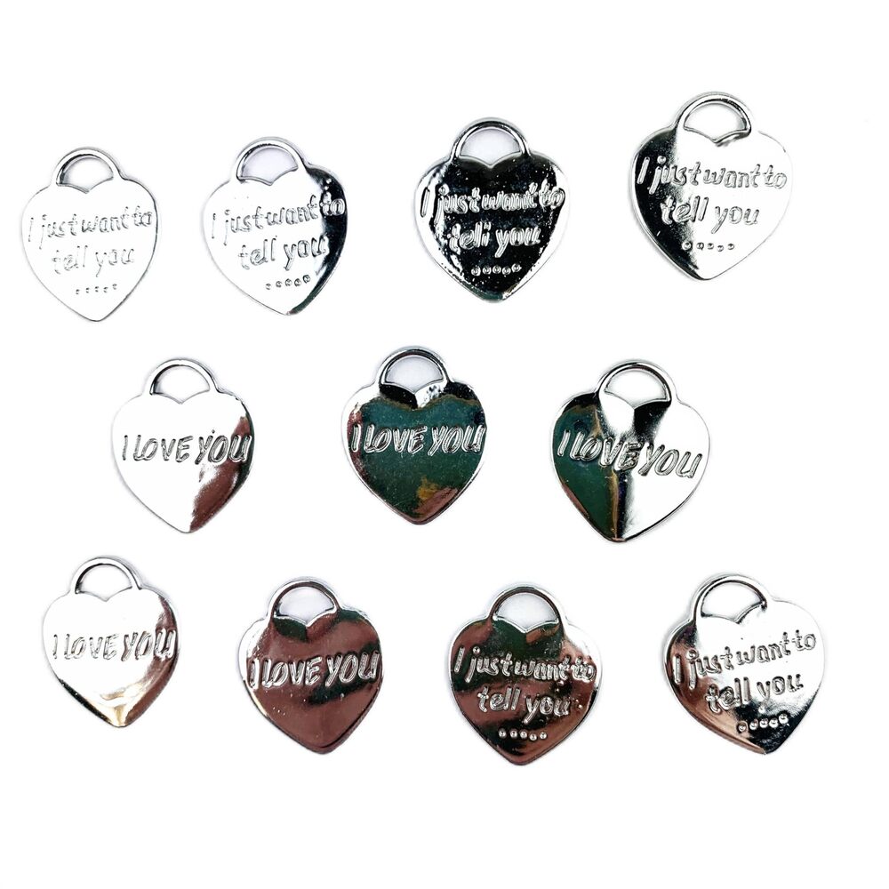 5788 20PC Silver Alloy Heart Charm Pendants for DIY Necklace Bracelet